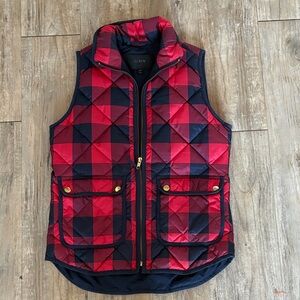 J. Crew Red and Navy Quilted Vest
